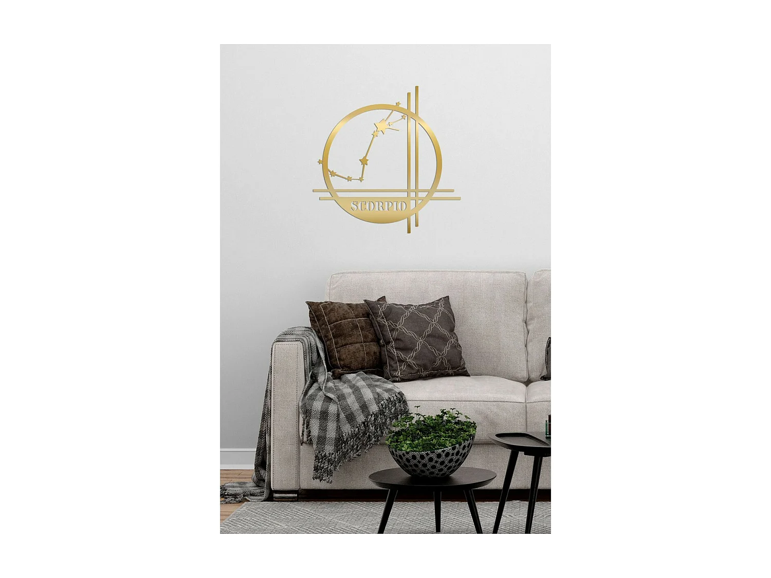 Décoration en Métal Horoscope Scorpion 11, Or, 42x0,15x40 cm, EPIKASA