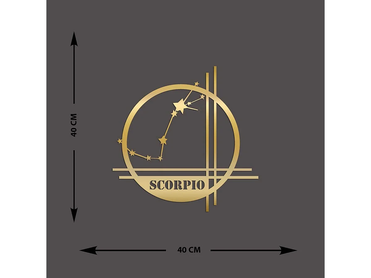 Décoration en Métal Horoscope Scorpion 11, Or, 42x0,15x40 cm, EPIKASA