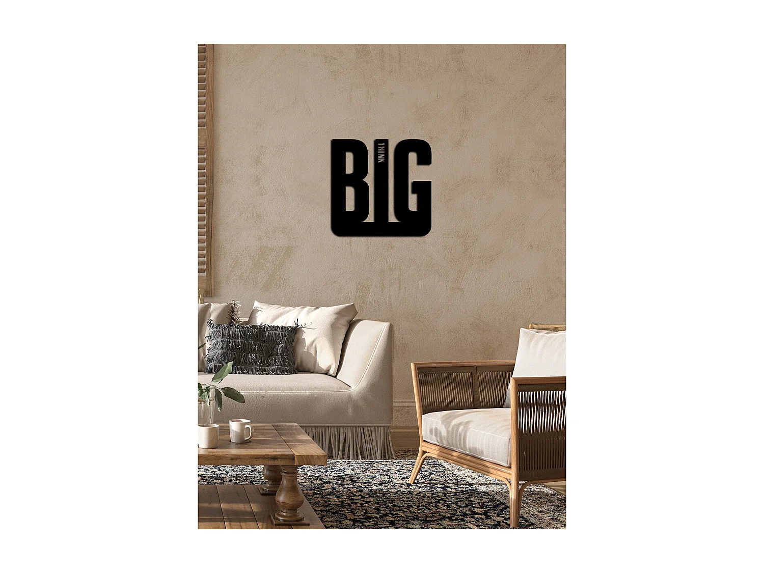 Décoration en Métal Think Big 1, Noir, 51x0,15x50 cm cm, EPIKASA