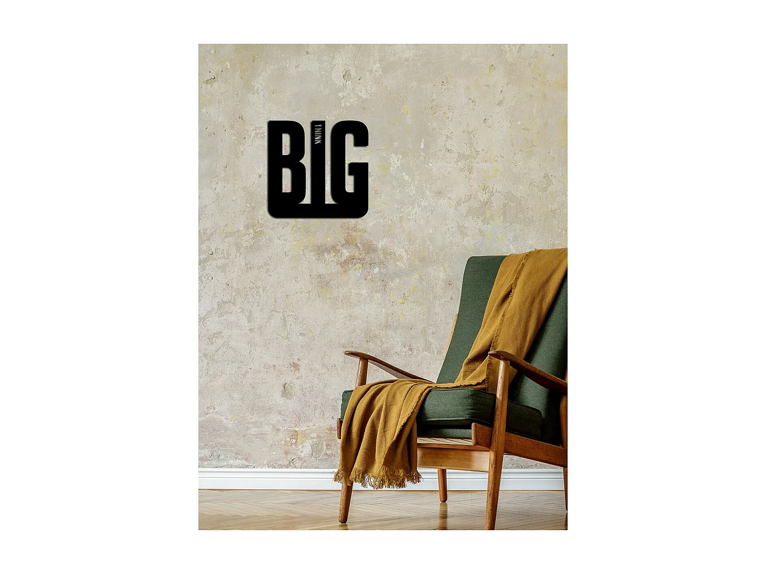 Décoration en Métal Think Big 1, Noir, 51x0,15x50 cm cm, EPIKASA