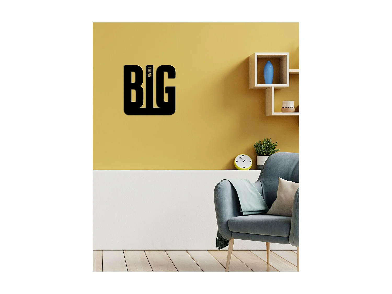 Décoration en Métal Think Big 1, Noir, 51x0,15x50 cm cm, EPIKASA