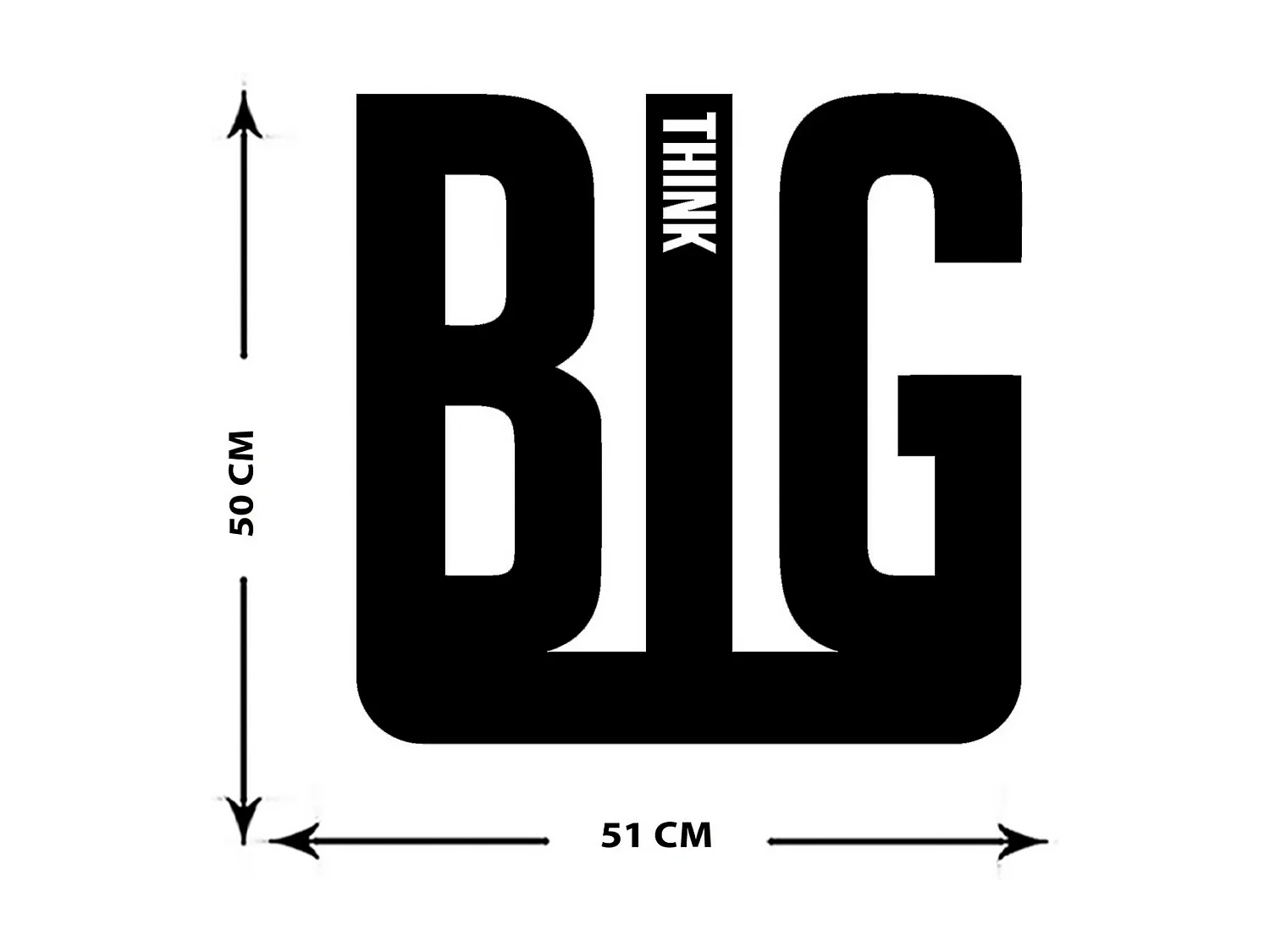 Décoration en Métal Think Big 1, Noir, 51x0,15x50 cm cm, EPIKASA