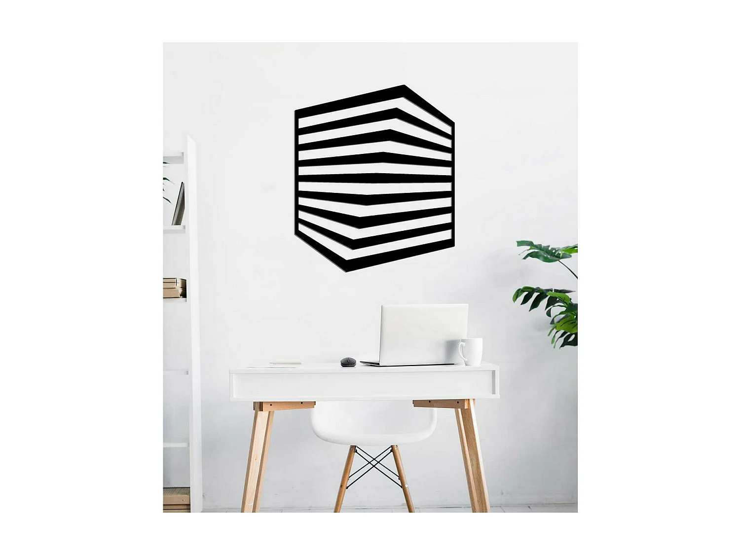 Metalen Decoratie Kubus 7, Zwart, 60x0,15x70 cm cm, EPIKASA