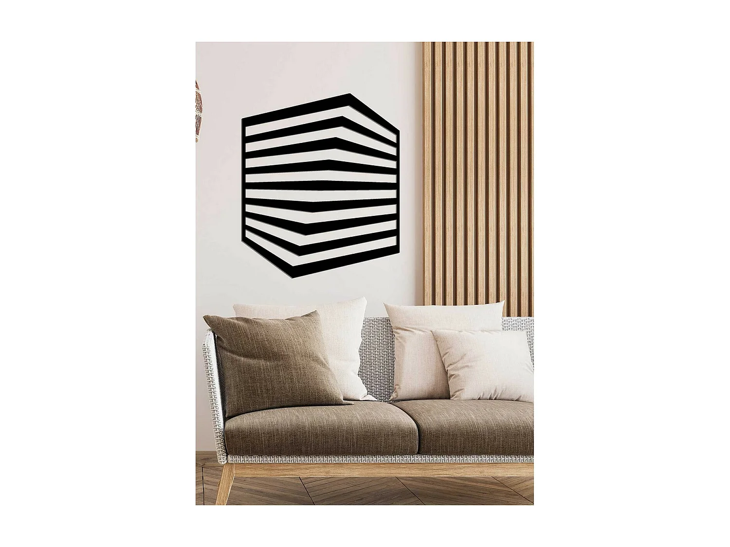 Metalen Decoratie Kubus 7, Zwart, 60x0,15x70 cm cm, EPIKASA