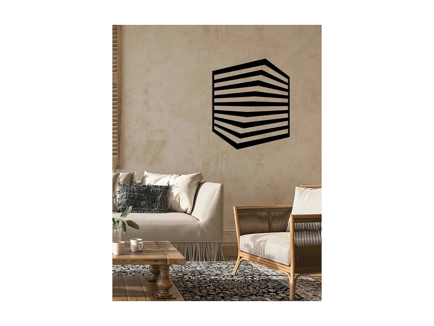 Metalen Decoratie Kubus 7, Zwart, 60x0,15x70 cm cm, EPIKASA