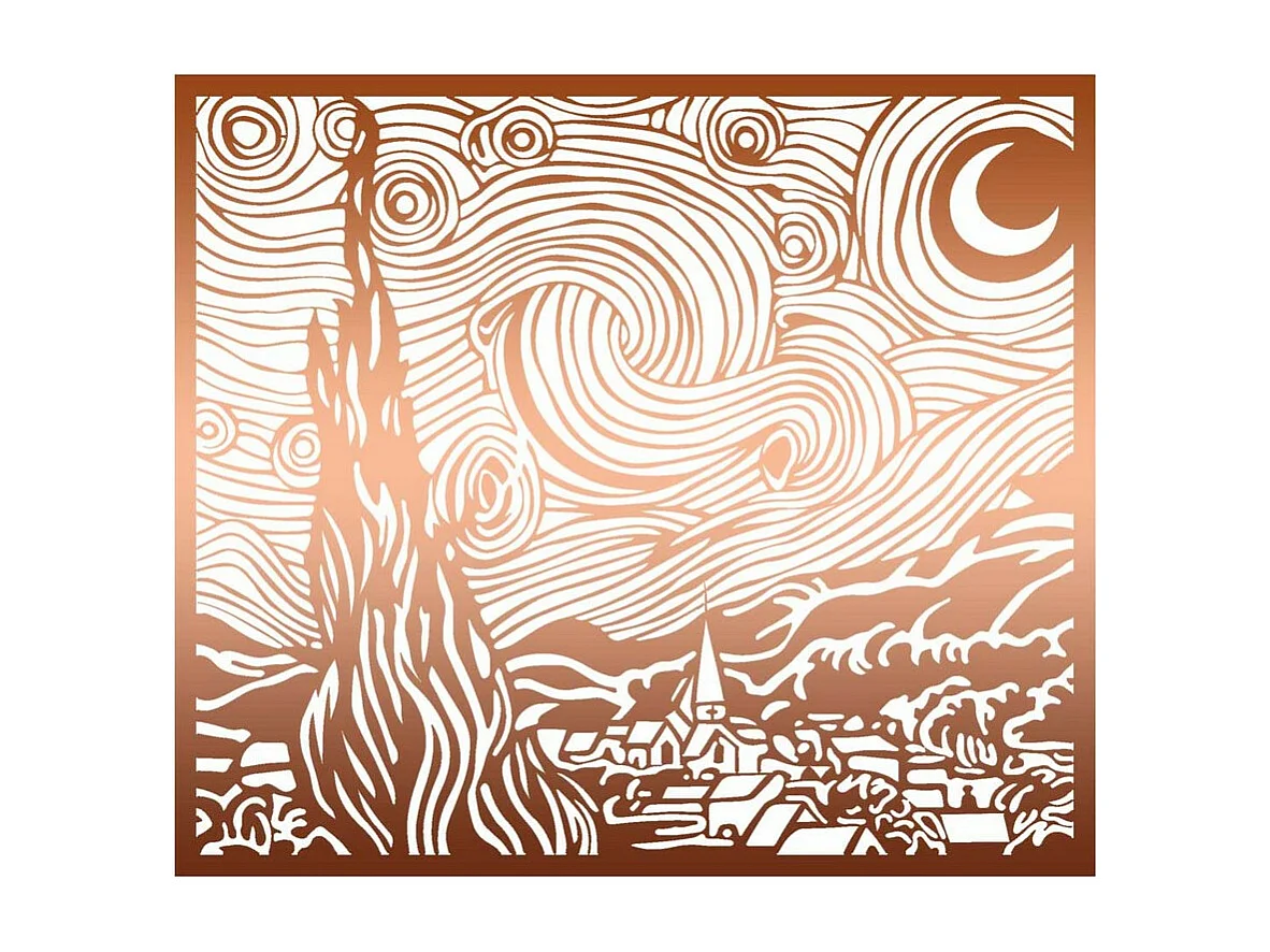 Dekoracja Metalowa Gwiaździsta noc 1, Miedź, 72x0,15x63 cm, EPIKASA