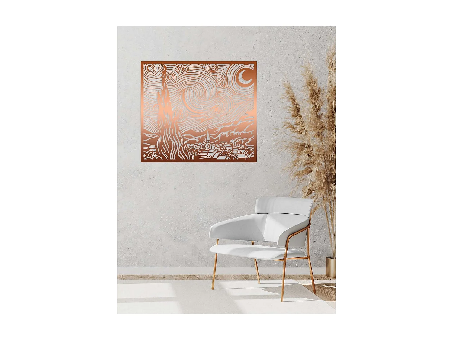 Dekoracja Metalowa Gwiaździsta noc 1, Miedź, 72x0,15x63 cm, EPIKASA