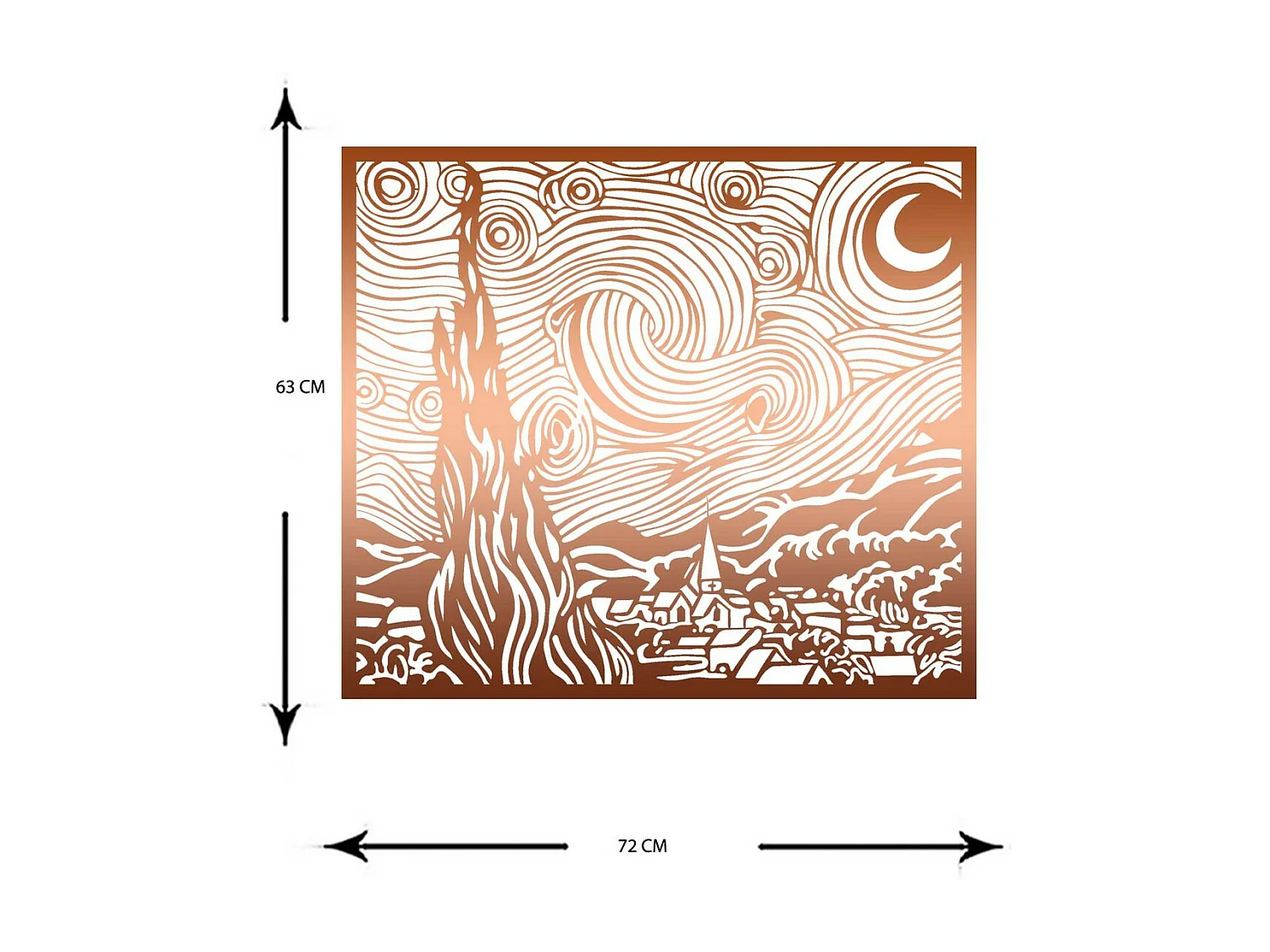 Dekoracja Metalowa Gwiaździsta noc 1, Miedź, 72x0,15x63 cm, EPIKASA