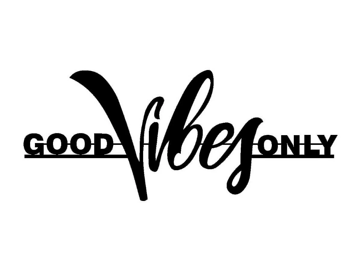 Décoration en Métal Good Vibes 2, Noir, 60x0,15x25 cm cm, EPIKASA