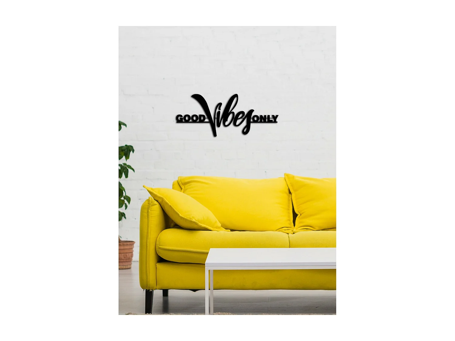 Décoration en Métal Good Vibes 2, Noir, 60x0,15x25 cm cm, EPIKASA