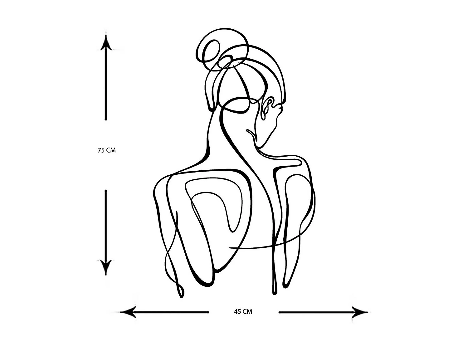 Décoration en Métal Femme 19, Noir, 45x0,15x75 cm, EPIKASA