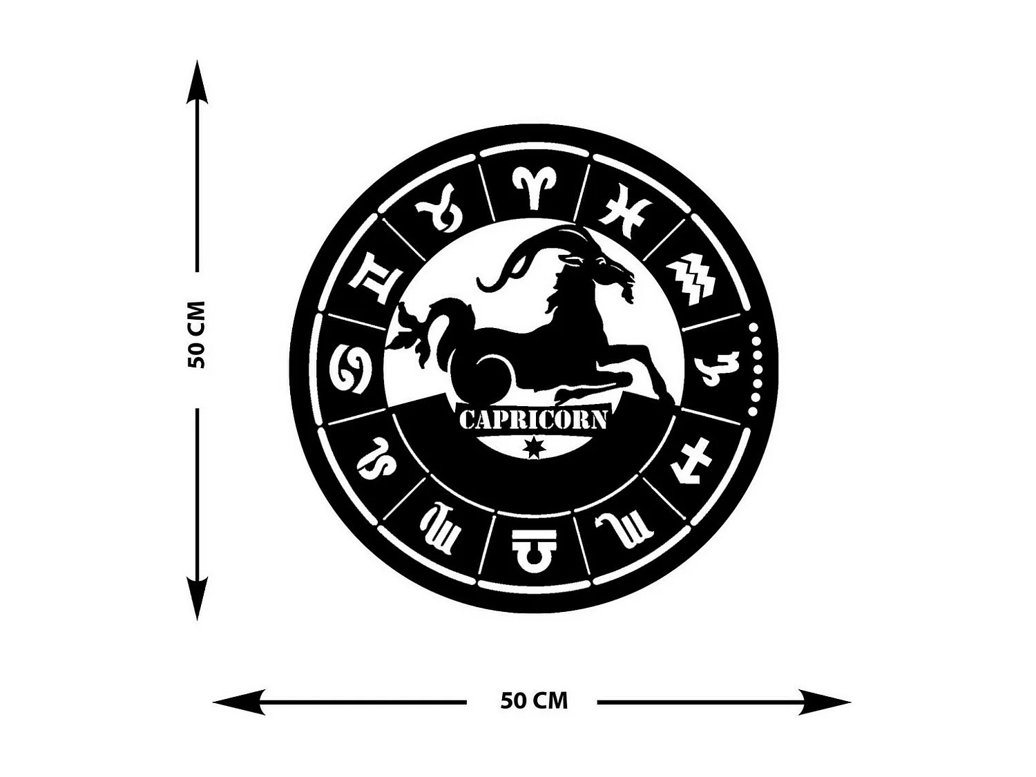 Decoração em Metal Horóscopo Capricórnio, Preto, 50x0,15x50 cm, EPIKASA
