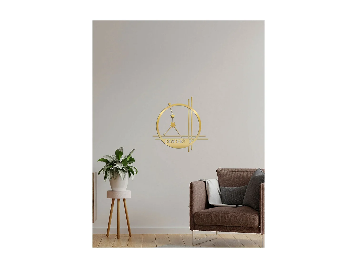 Dekoracja Metalowa Horoskop raka 11, Złoto, 40x0,15x40 cm cm, EPIKASA