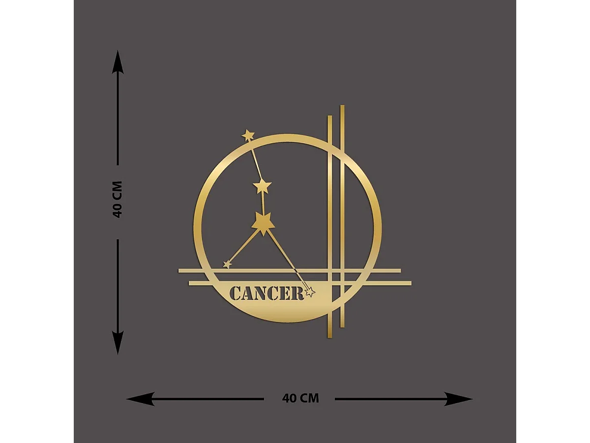 Dekoracja Metalowa Horoskop raka 11, Złoto, 40x0,15x40 cm cm, EPIKASA