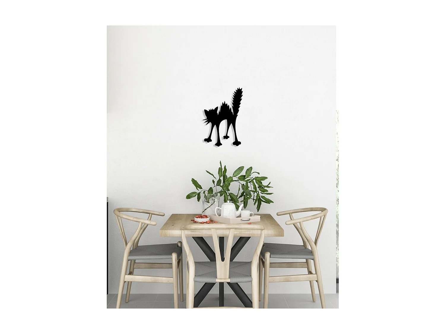 Dekoracja Metalowa Kot 163, Czarny, 27x0,15x40 cm, EPIKASA