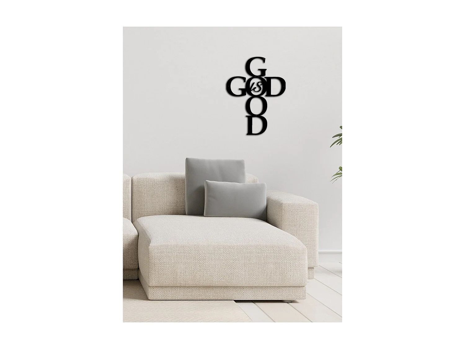 Décoration en Métal God is Good, Noir, 39x0,15x50 cm, EPIKASA