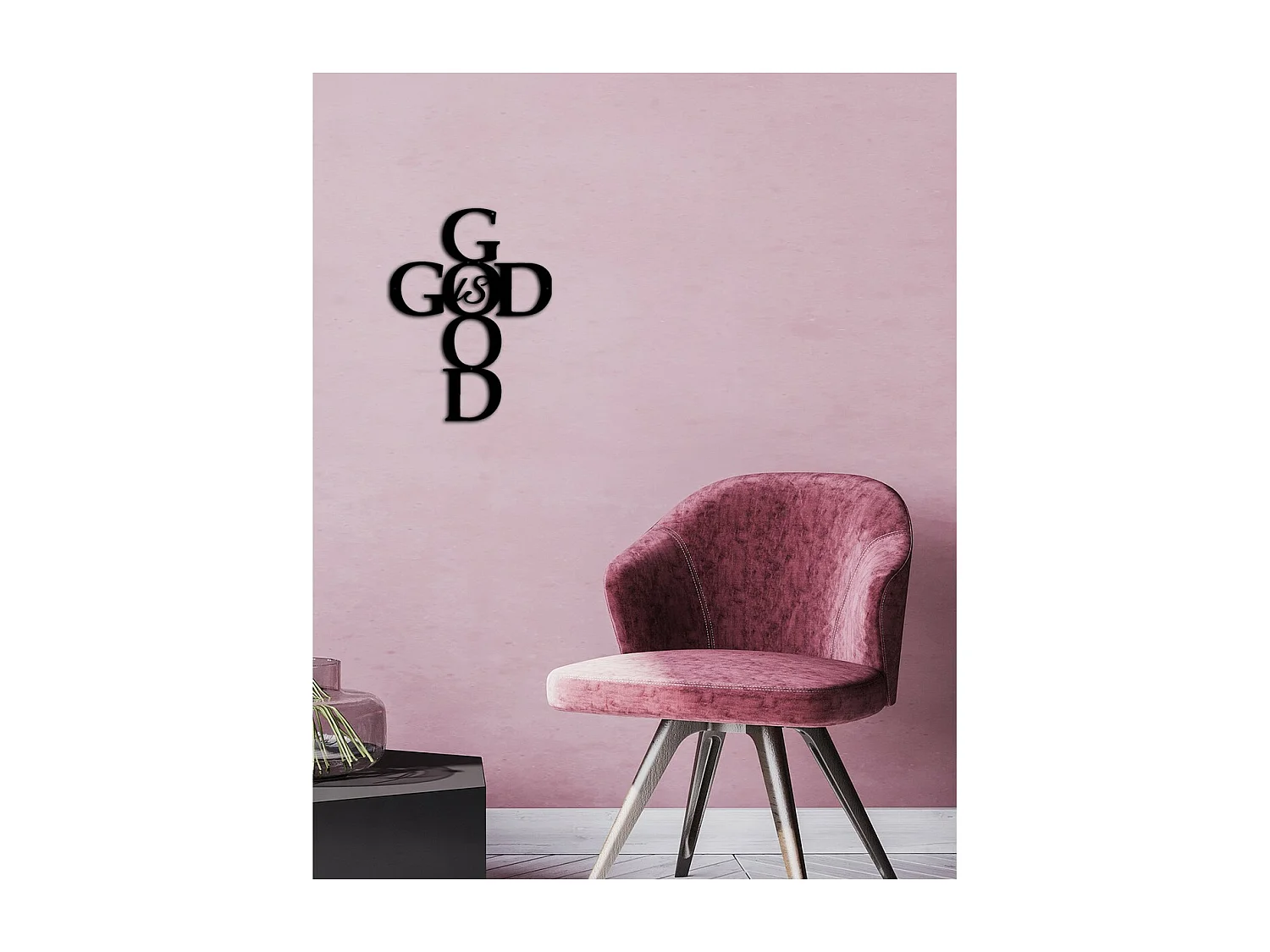 Décoration en Métal God is Good, Noir, 39x0,15x50 cm, EPIKASA