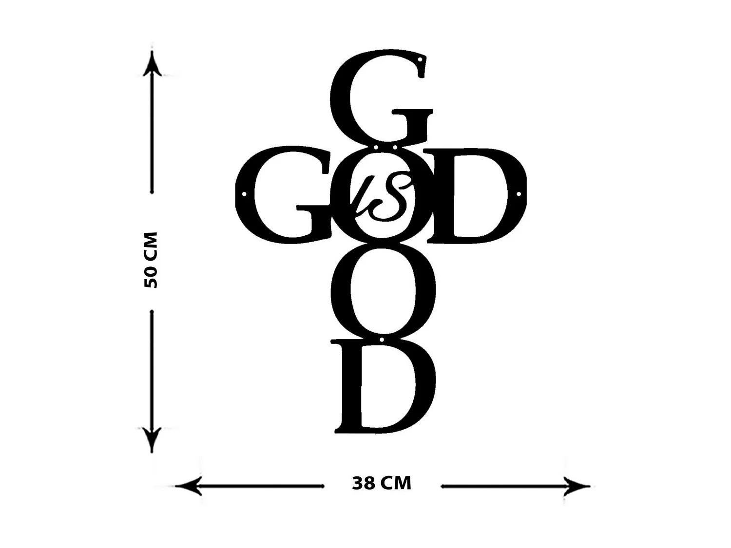 Décoration en Métal God is Good, Noir, 39x0,15x50 cm, EPIKASA