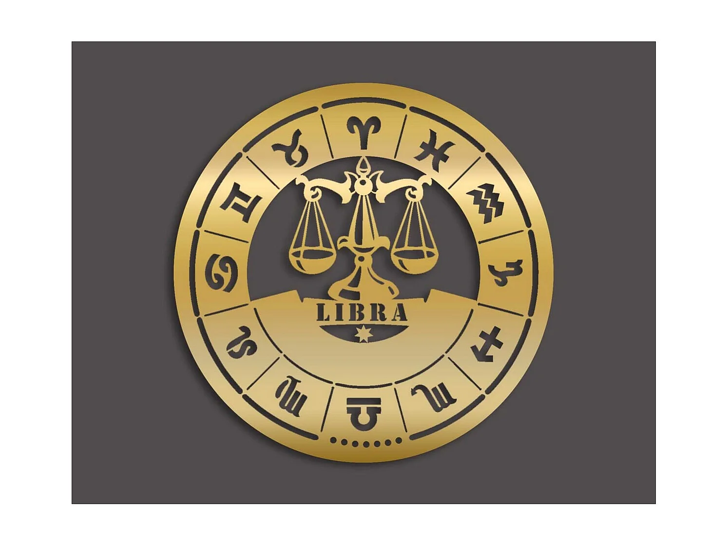 Décoration en Métal Horoscope Balance 2, Or, 50x0,15x50 cm, EPIKASA