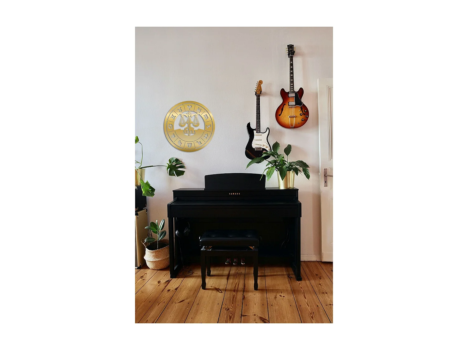 Décoration en Métal Horoscope Balance 2, Or, 50x0,15x50 cm, EPIKASA