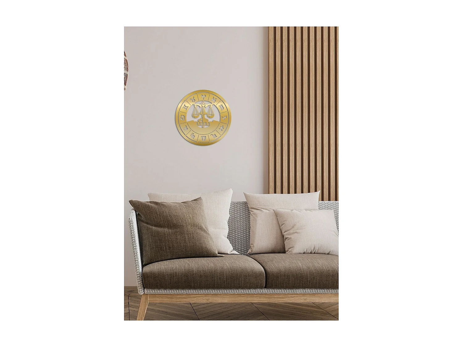 Décoration en Métal Horoscope Balance 2, Or, 50x0,15x50 cm, EPIKASA