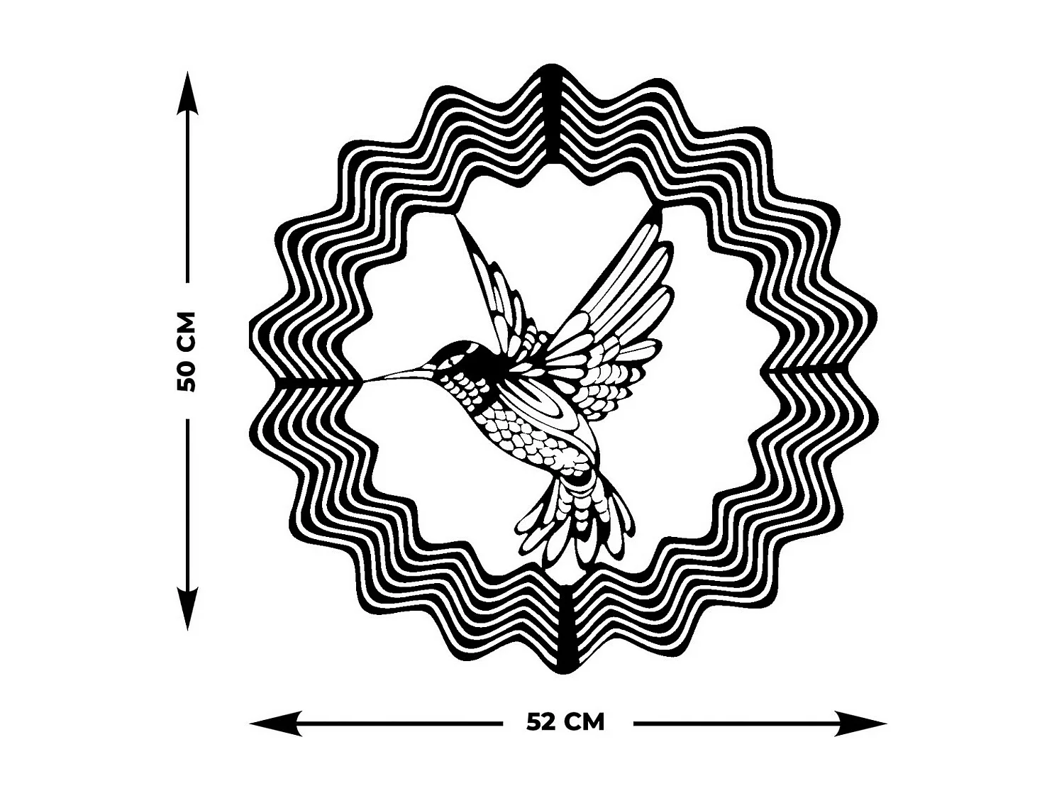 Decoração em Metal Colibris 10, Preto, 52x0,15x50 cm cm, EPIKASA