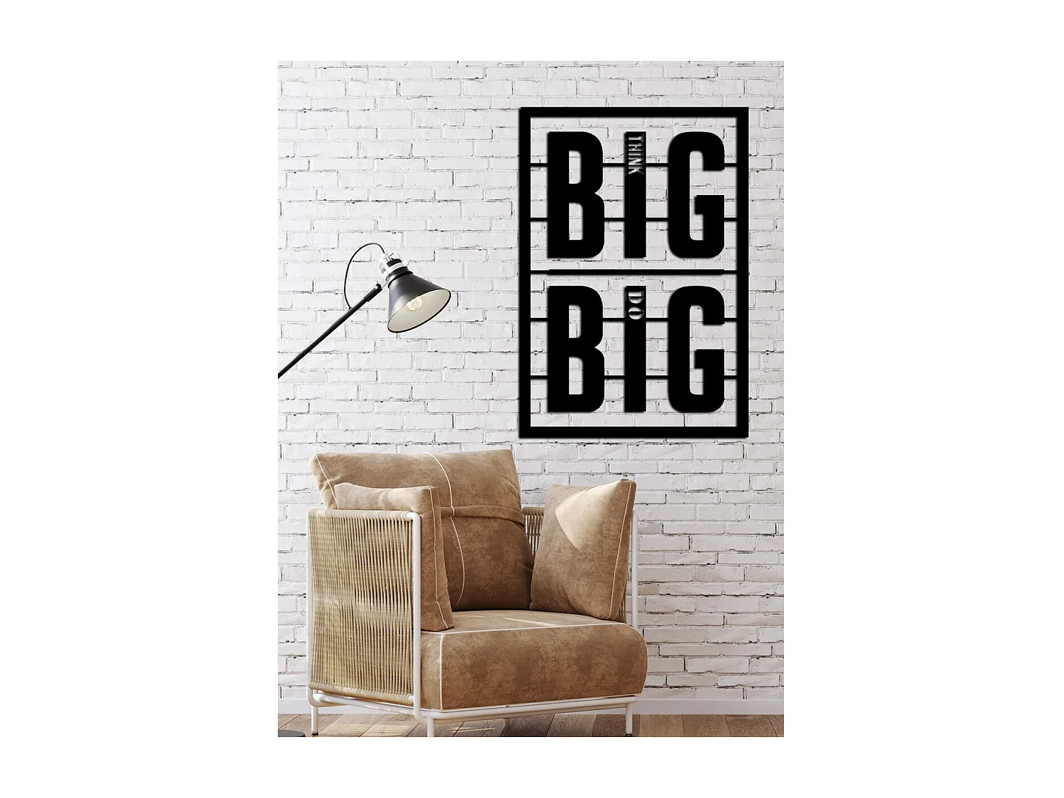 Décoration en Métal Think Big 3, Noir, 49x0,15x72 cm cm, EPIKASA