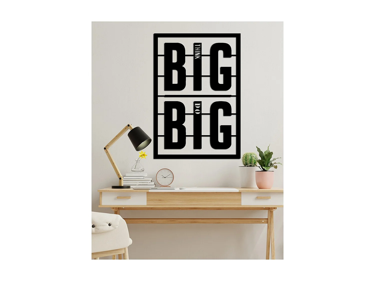 Décoration en Métal Think Big 3, Noir, 49x0,15x72 cm cm, EPIKASA