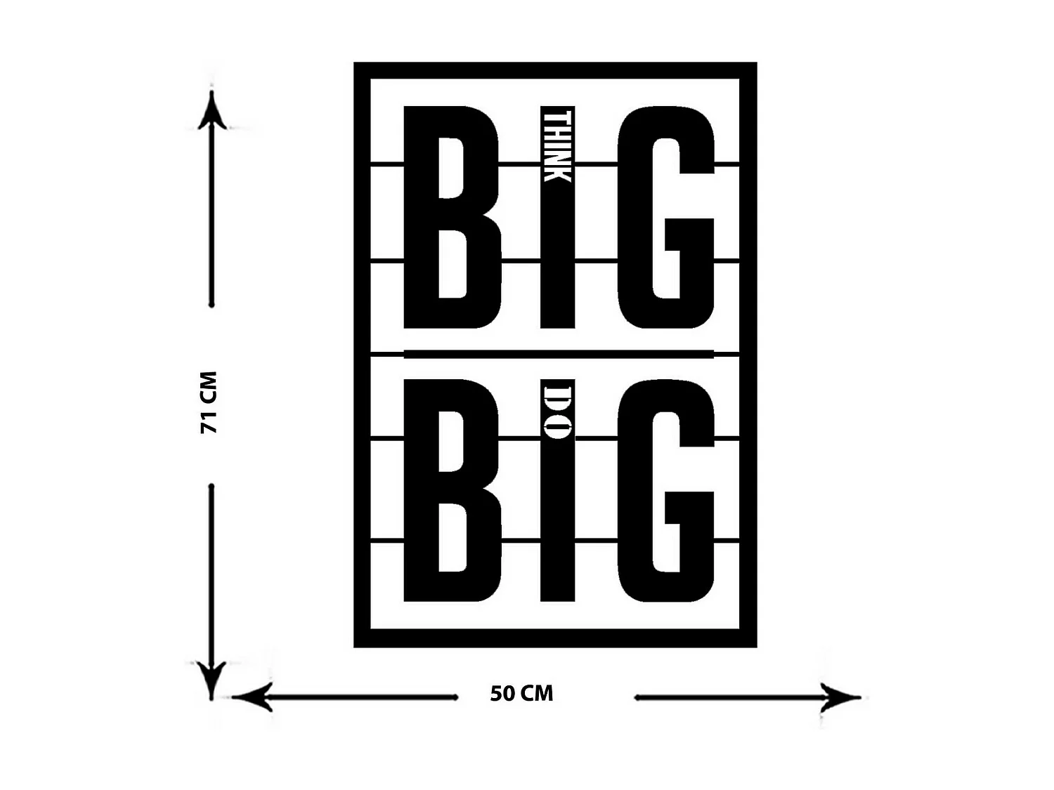 Décoration en Métal Think Big 3, Noir, 49x0,15x72 cm cm, EPIKASA