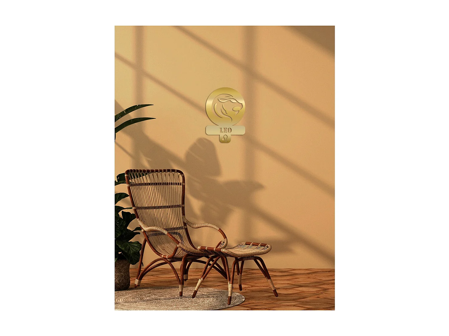 Décoration en Métal Horoscope Lion 5, Or, 36x0,15x50 cm, EPIKASA