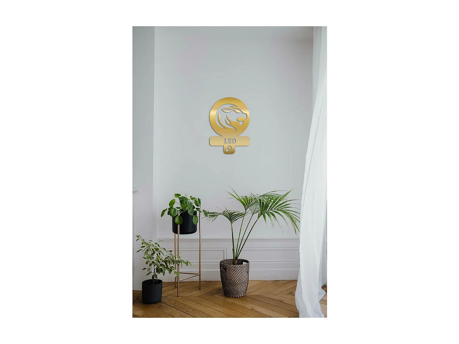 Décoration en Métal Horoscope Lion 5, Or, 36x0,15x50 cm, EPIKASA