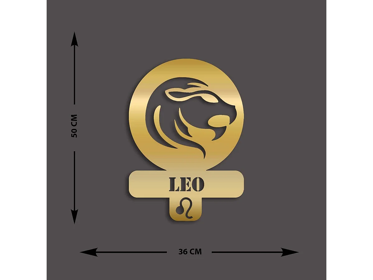 Décoration en Métal Horoscope Lion 5, Or, 36x0,15x50 cm, EPIKASA