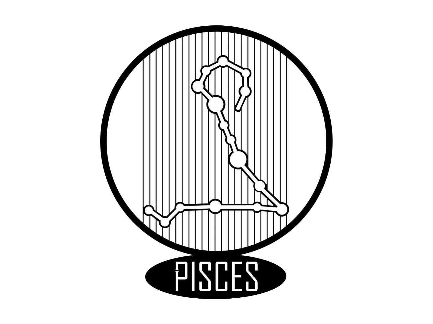 Décoration en Métal Horoscope Poissons 6, Noir, 38x0,15x45 cm, EPIKASA