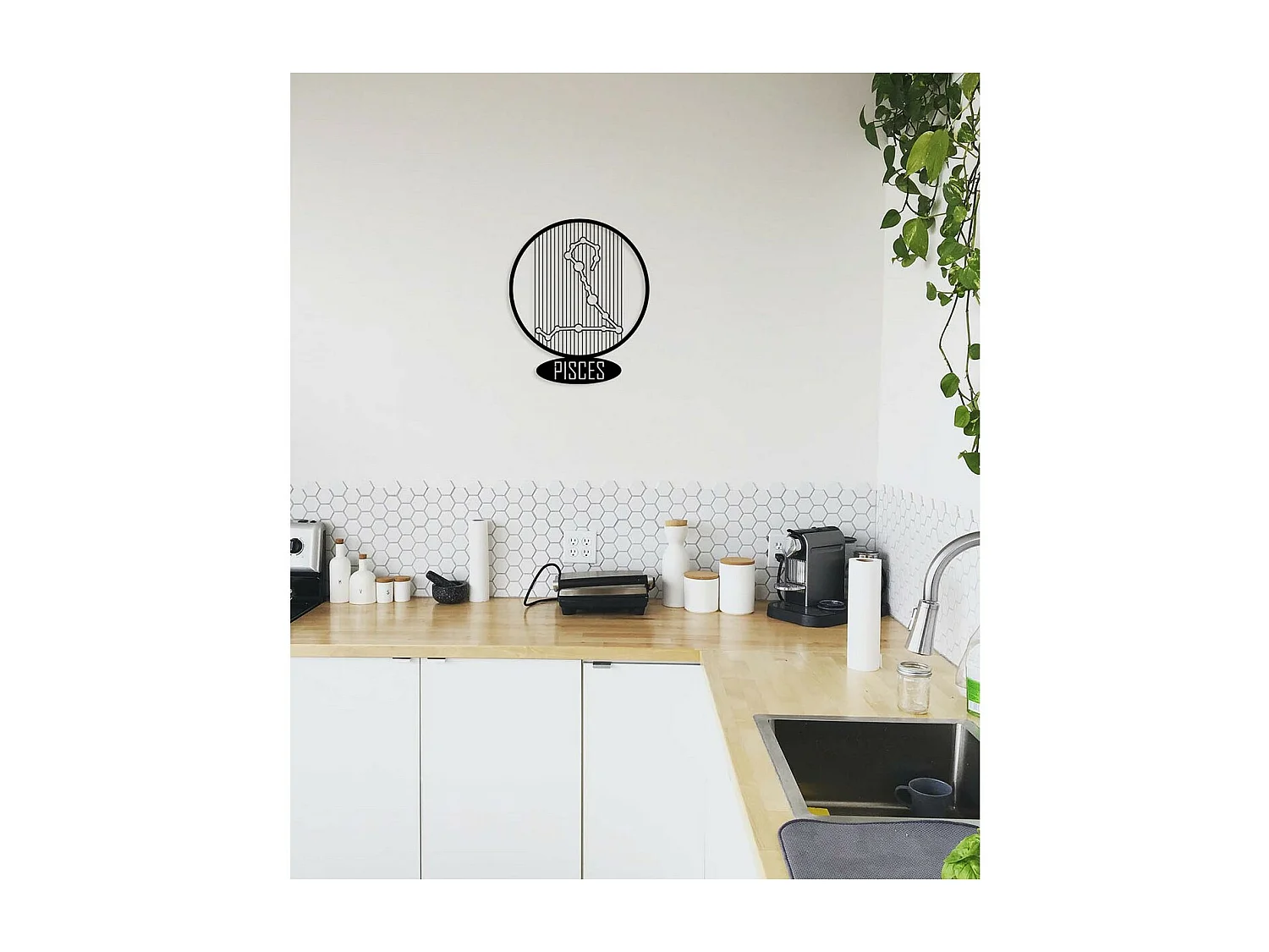 Décoration en Métal Horoscope Poissons 6, Noir, 38x0,15x45 cm, EPIKASA