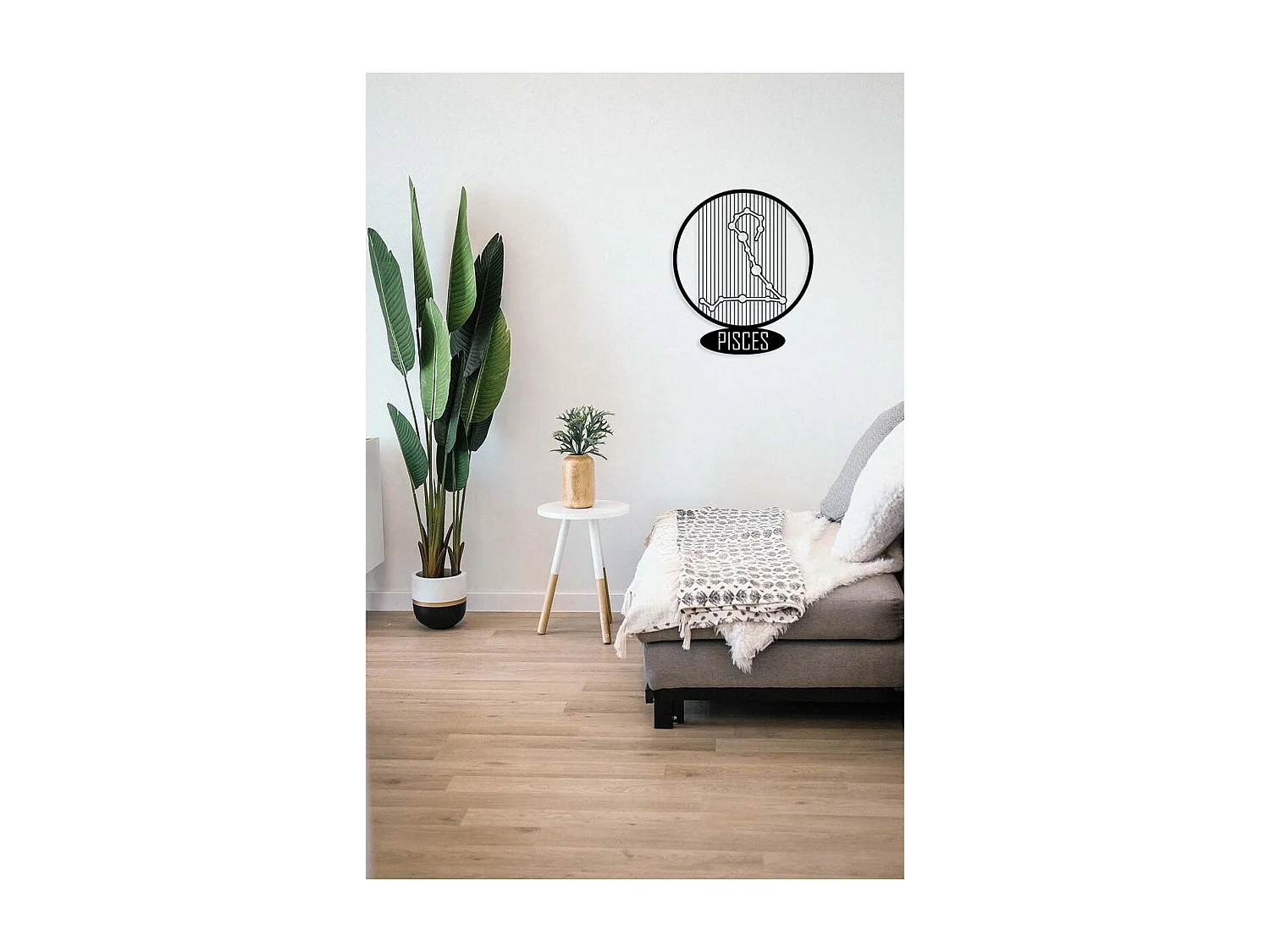 Décoration en Métal Horoscope Poissons 6, Noir, 38x0,15x45 cm, EPIKASA