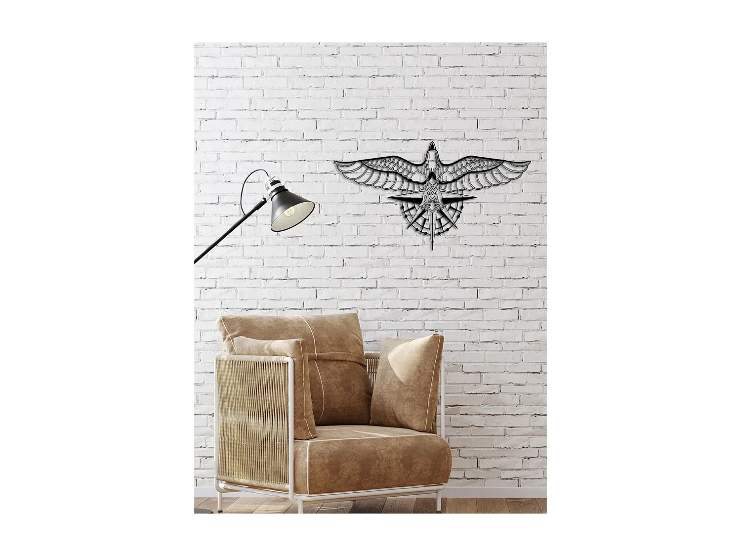 Décoration en Métal Oiseaux 18, Noir, 80x0,15x45 cm, EPIKASA