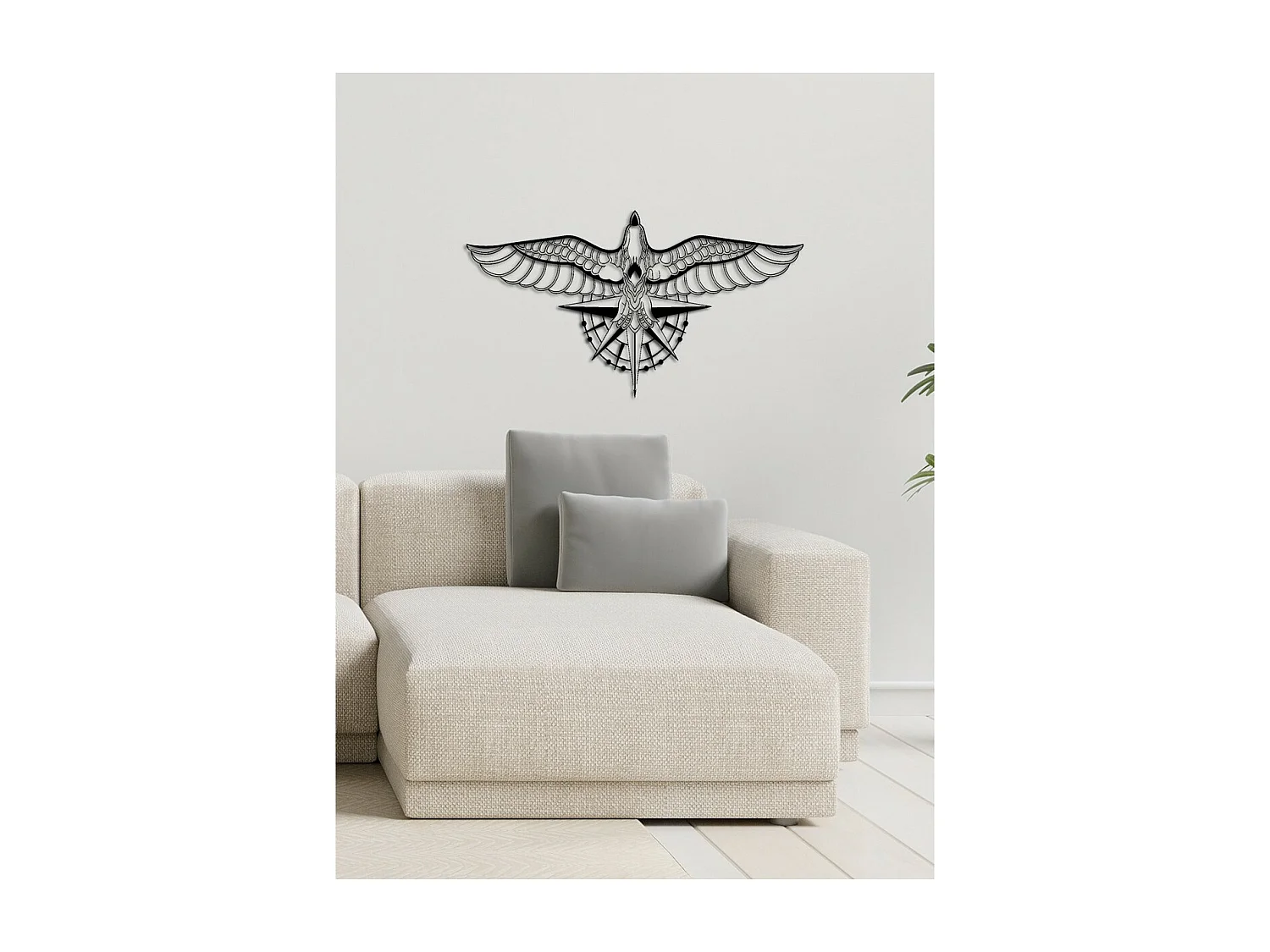 Décoration en Métal Oiseaux 18, Noir, 80x0,15x45 cm, EPIKASA