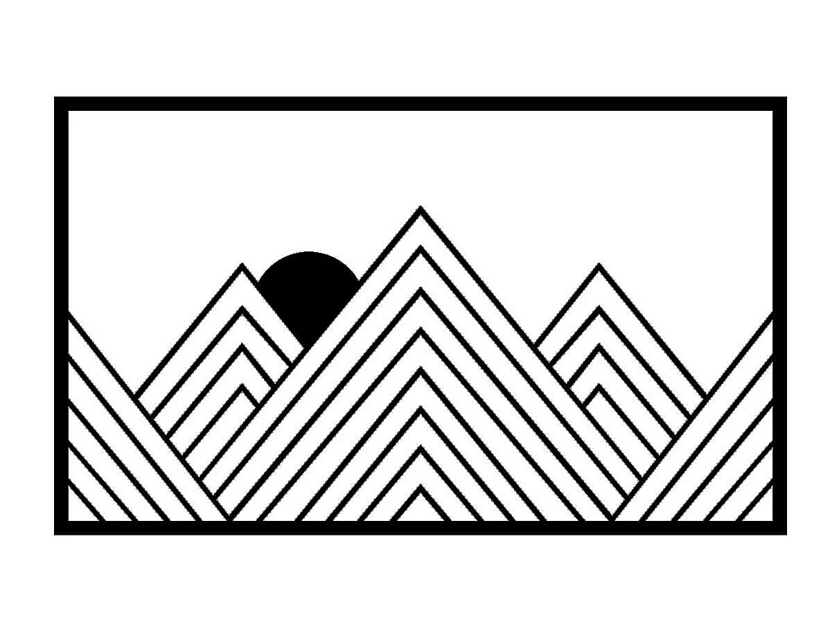 Décoration en Métal Montagne 3, Noir, 84x0,15x50 cm, EPIKASA