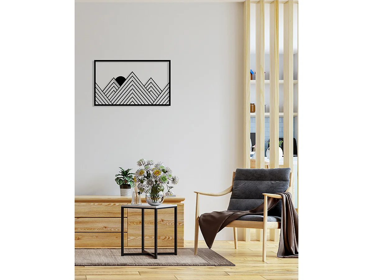 Décoration en Métal Montagne 3, Noir, 84x0,15x50 cm, EPIKASA