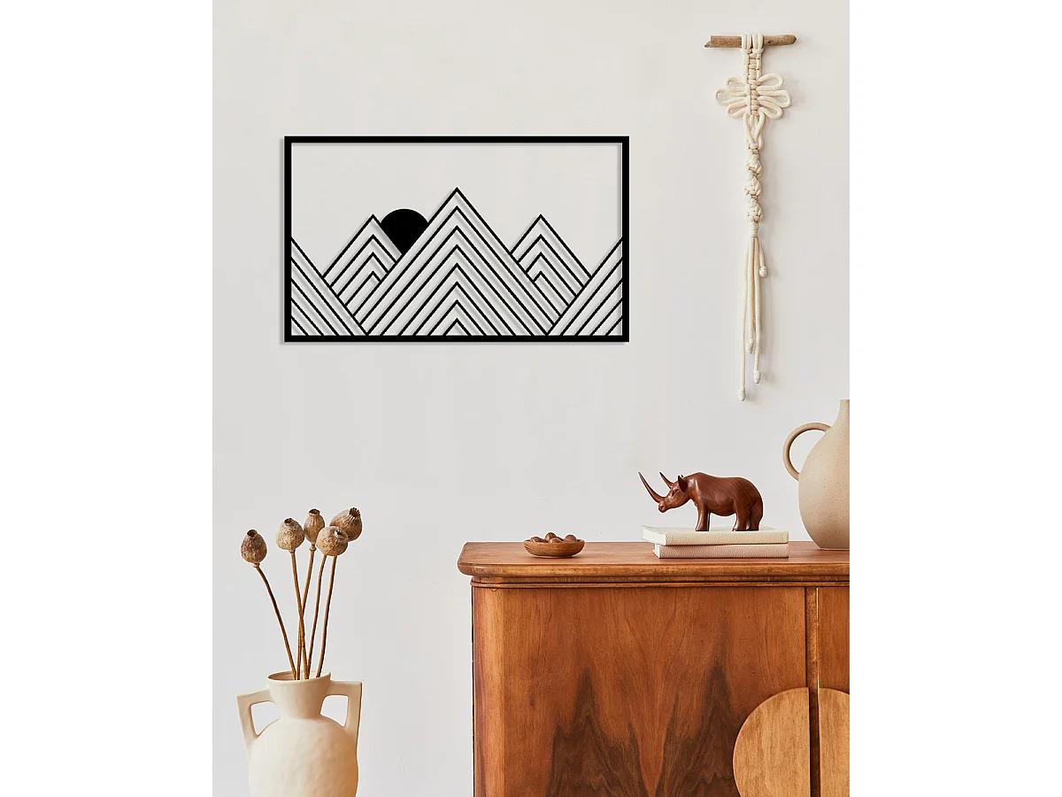 Décoration en Métal Montagne 3, Noir, 84x0,15x50 cm, EPIKASA