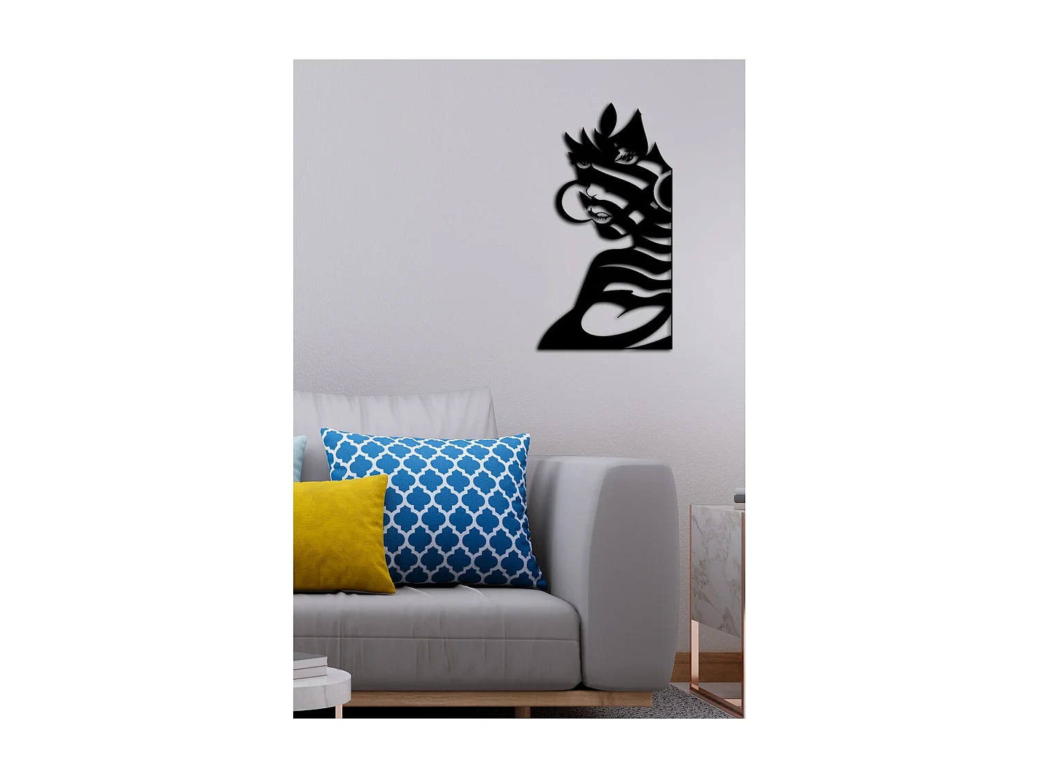 Décoration en Métal Femme, Noir, 40x0,15x73 cm, EPIKASA