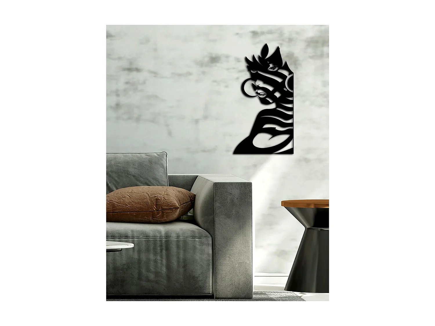 Décoration en Métal Femme, Noir, 40x0,15x73 cm, EPIKASA