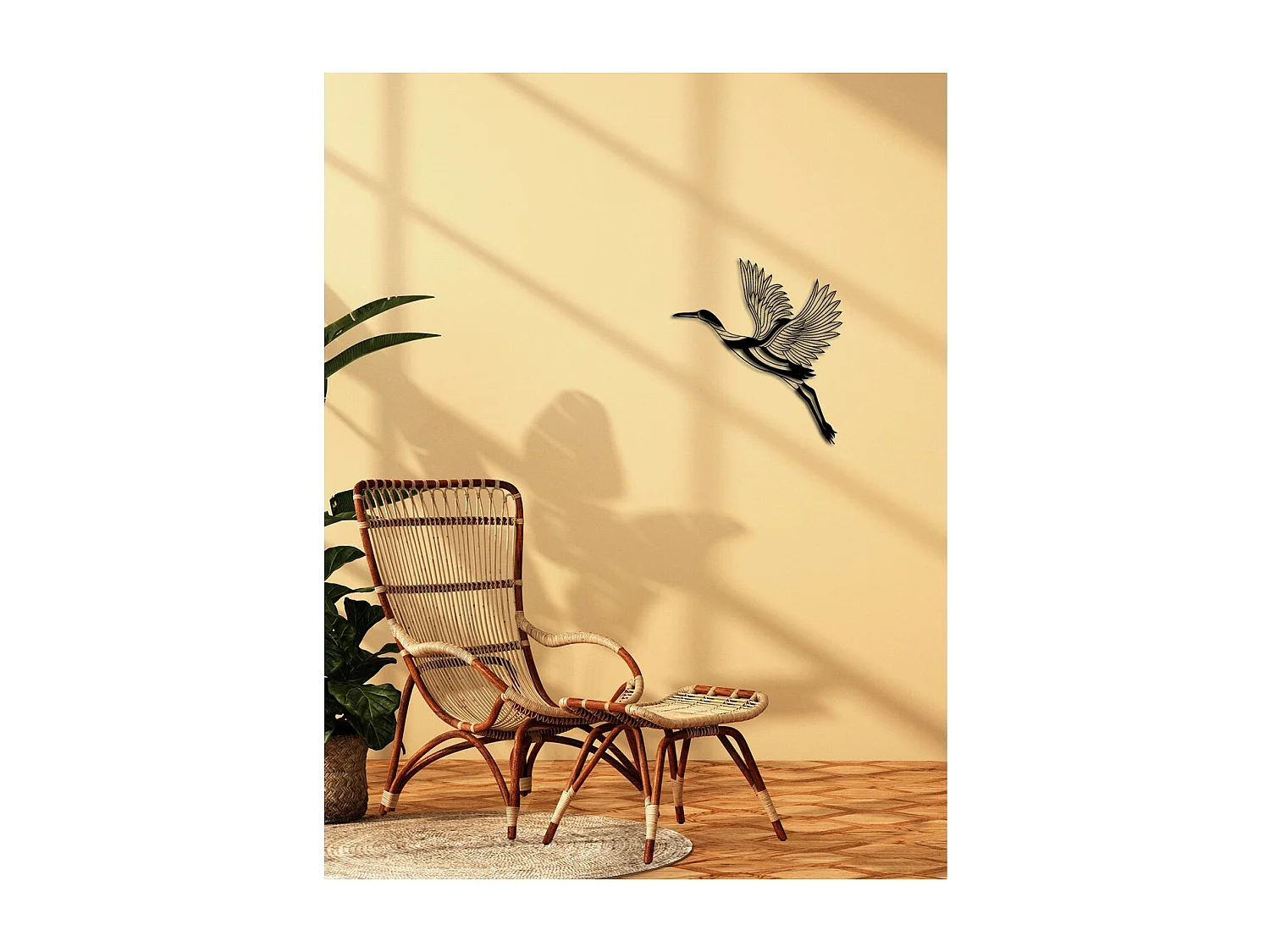 Decoração em Metal Aves 19, Preto, 53x0,15x58 cm, EPIKASA