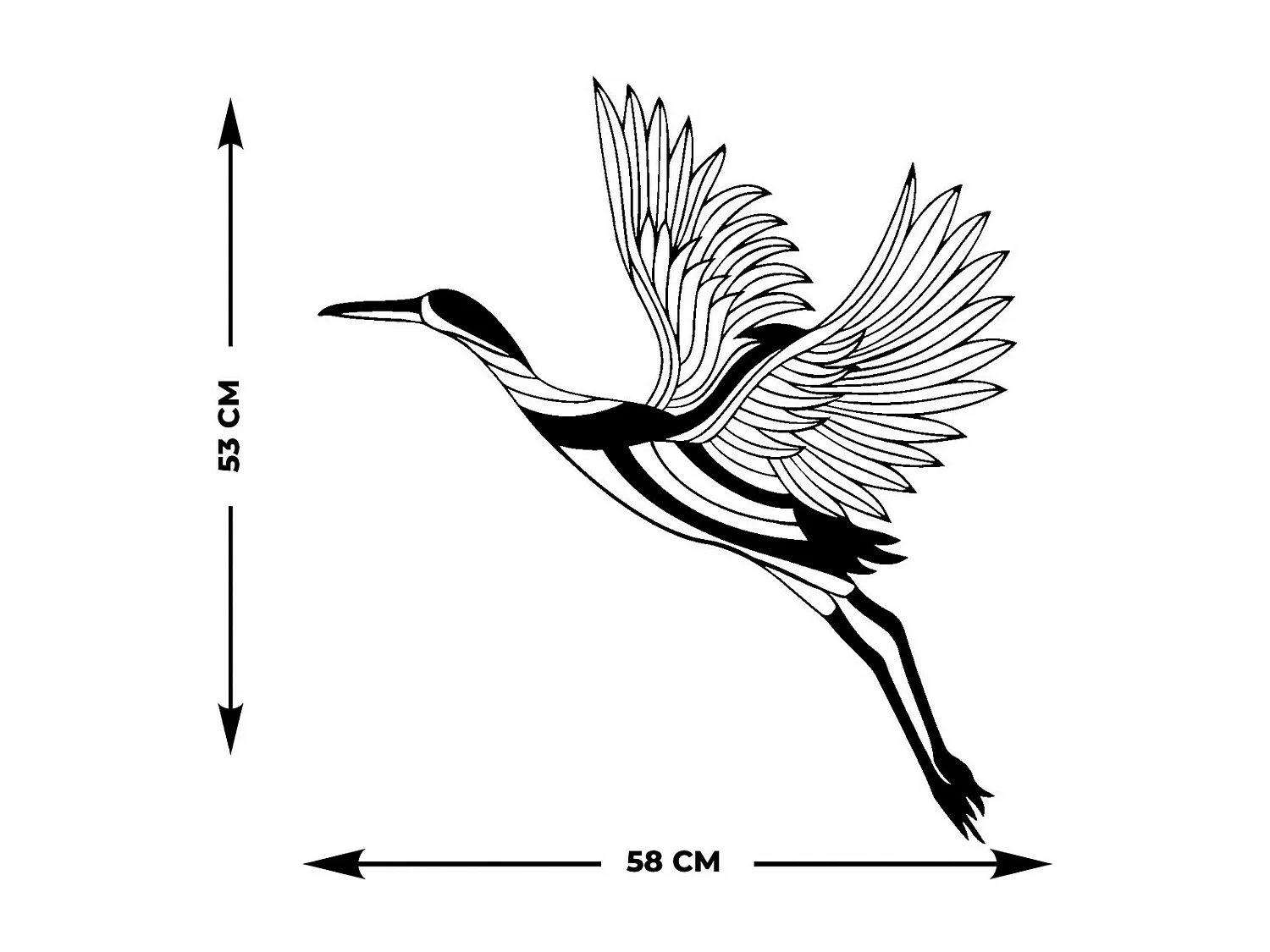 Decoração em Metal Aves 19, Preto, 53x0,15x58 cm, EPIKASA