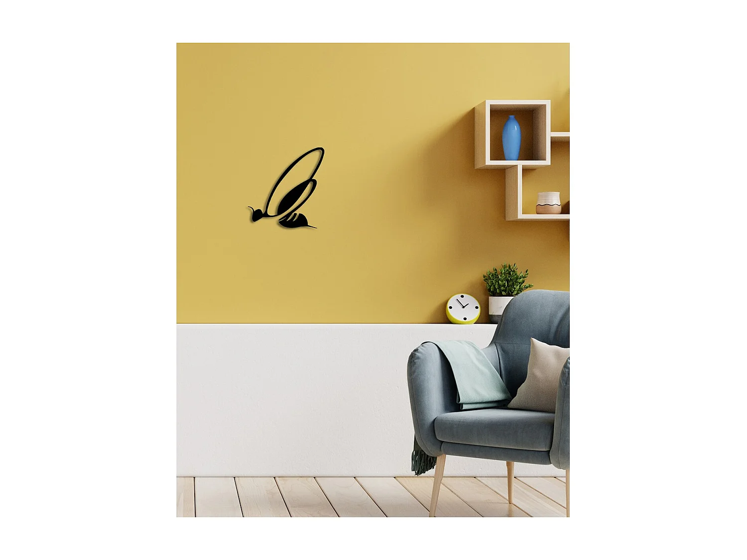 Decoração em Metal Abelha 1, Preto, 33x0,15x35 cm, EPIKASA