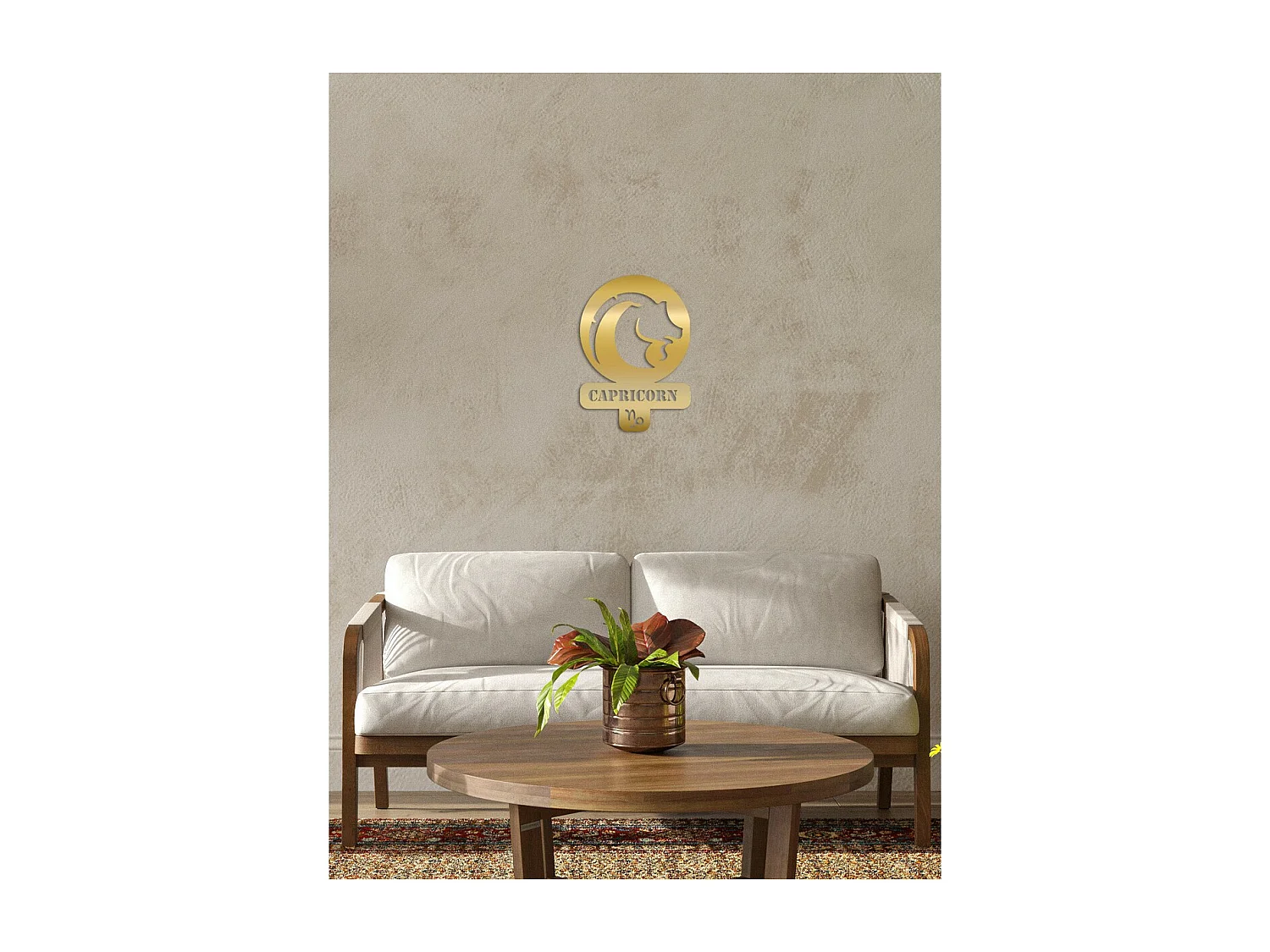 Decorazione in Metallo Oroscopo Capricorno 5, Oro, 36x0,15x50 cm, EPIKASA