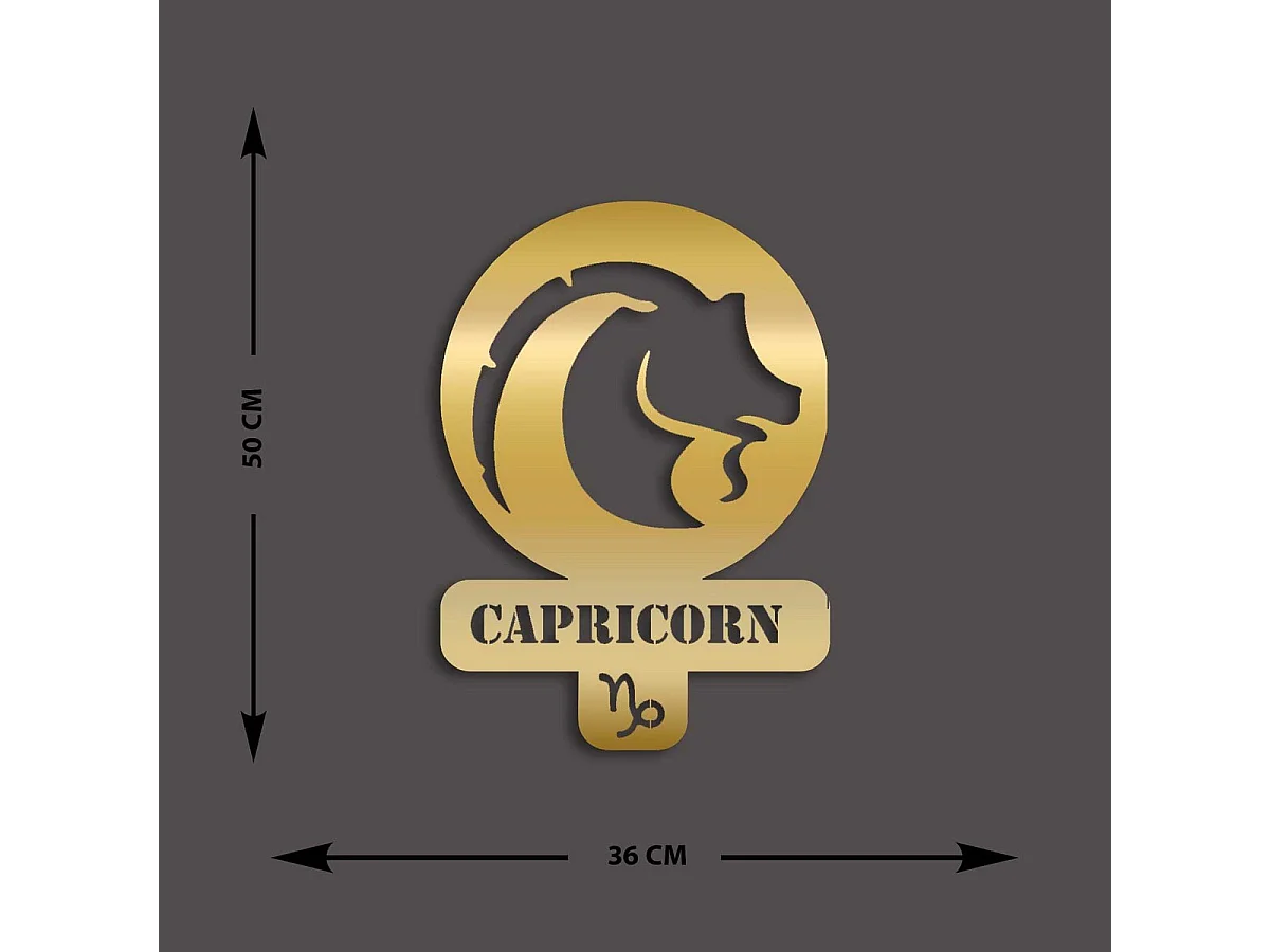 Decorazione in Metallo Oroscopo Capricorno 5, Oro, 36x0,15x50 cm, EPIKASA