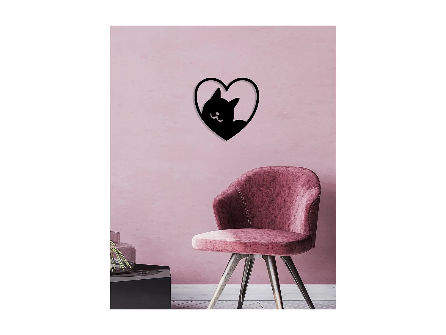 Decoração em Metal Gato 134, Preto, 52x0,15x50 cm cm, EPIKASA