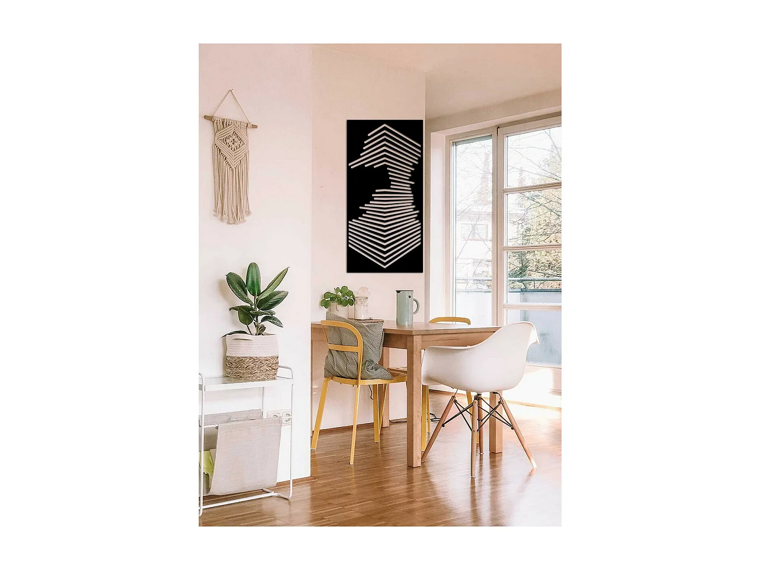 Metalen Decoratie Hoek, Zwart, 45x0,15x90 cm, EPIKASA