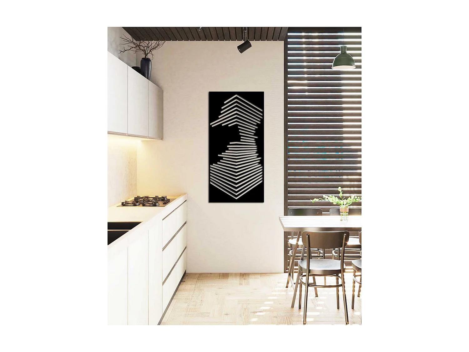 Metalen Decoratie Hoek, Zwart, 45x0,15x90 cm, EPIKASA